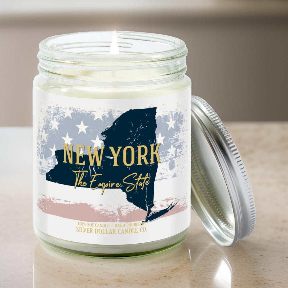 New York State Candle - Missing Home and Nostalgia Candle - 9/16oz 100% All - Natural Handmade Soy Wax Candle - Silver Dollar Candle Co all natural soy candle