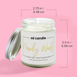 Newly Weds Candle - 9/16oz 100% All - Natural Handmade Soy Wax Wedding Candle - Silver Dollar Candle Co all natural soy candle