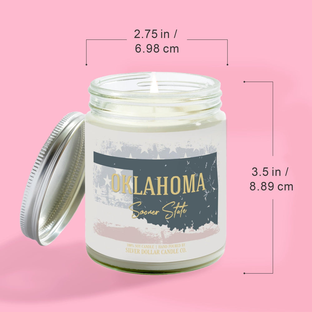 
                  
                    Oklahoma State Candle - Missing Home and Nostalgia Candle - 9/16oz 100% All - Natural Handmade Soy Wax Candle - Silver Dollar Candle Co all natural soy candle
                  
                