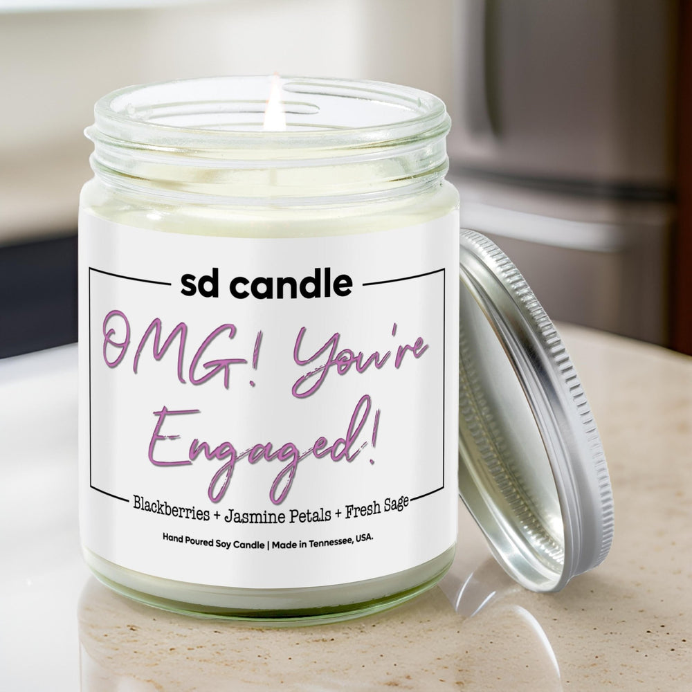 
                  
                    OMG! You're Engaged! Candle - 9/16oz 100% All - Natural Handmade Soy Wax Wedding Candle - Silver Dollar Candle Co all natural soy candle
                  
                