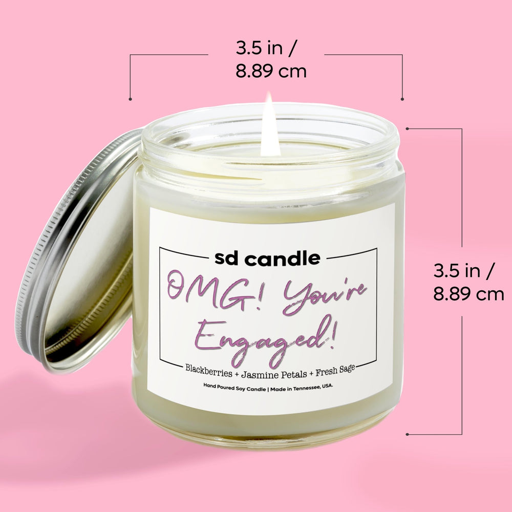 
                  
                    OMG! You're Engaged! Candle - 9/16oz 100% All - Natural Handmade Soy Wax Wedding Candle - Silver Dollar Candle Co all natural soy candle
                  
                