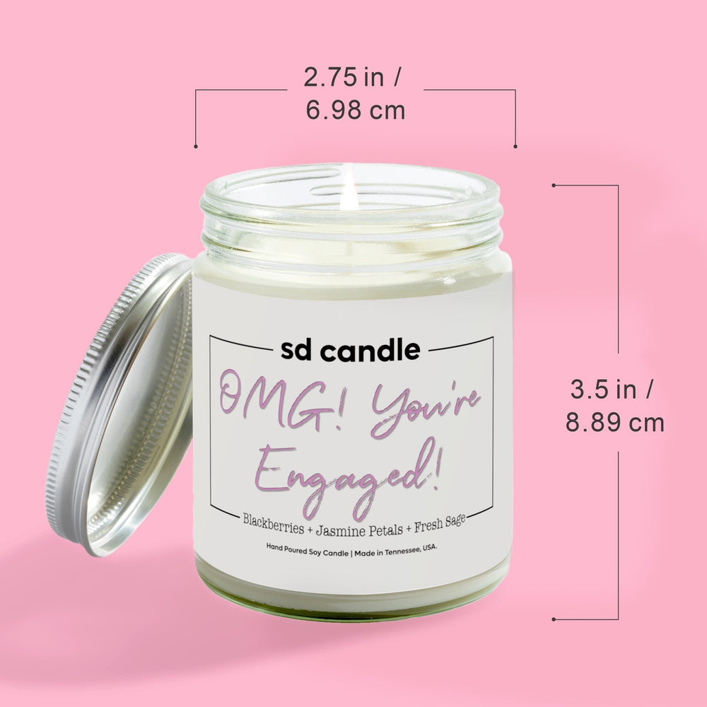 
                  
                    OMG! You're Engaged! Candle - 9/16oz 100% All - Natural Handmade Soy Wax Wedding Candle - Silver Dollar Candle Co all natural soy candle
                  
                