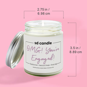 OMG! You're Engaged! Candle - 9/16oz 100% All - Natural Handmade Soy Wax Wedding Candle - Silver Dollar Candle Co all natural soy candle