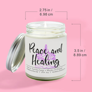 Peace and Healing Candle - Sage + Driftwood Scented Soy Candle | Cozy Calming Aroma for Relaxation | 9oz Hand - Poured, Eco - Friendly Candle - Silver Dollar Candle Co all natural soy candle