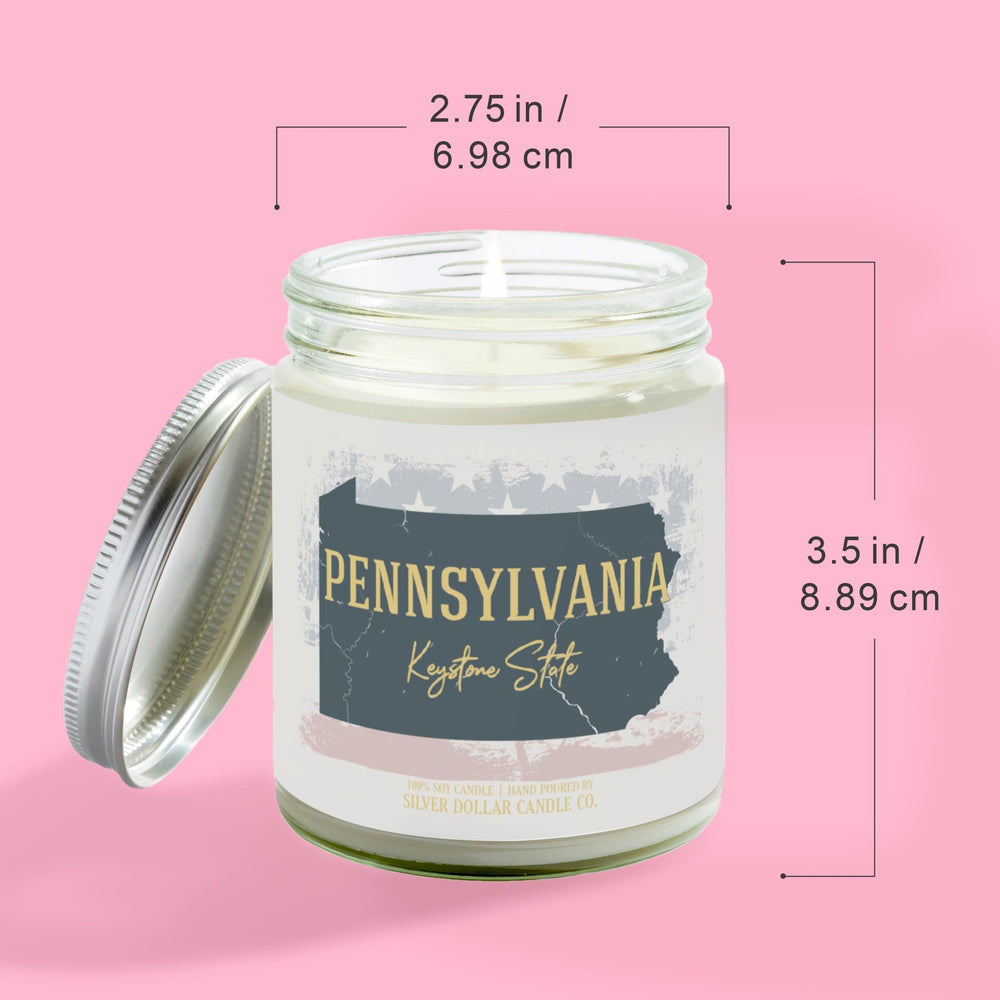 
                  
                    Pennsylvania State Candle - Missing Home and Nostalgia Candle - 9/16oz 100% All - Natural Handmade Soy Wax Candle - Silver Dollar Candle Co all natural soy candle
                  
                