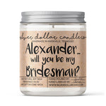 Personalized BridesMAN Proposal Candle (v3) - 9/16oz 100% All - Natural Handmade Soy Wax Candle - Silver Dollar Candle Co all natural soy candle