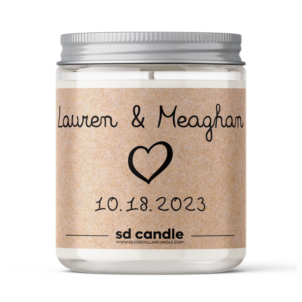 
                  
                    Personalized Engagement/Couple Candle (v1) - 9/16oz 100% All - Natural Soy Wax Handmade Custom Candle - Silver Dollar Candle Co all natural soy candle
                  
                