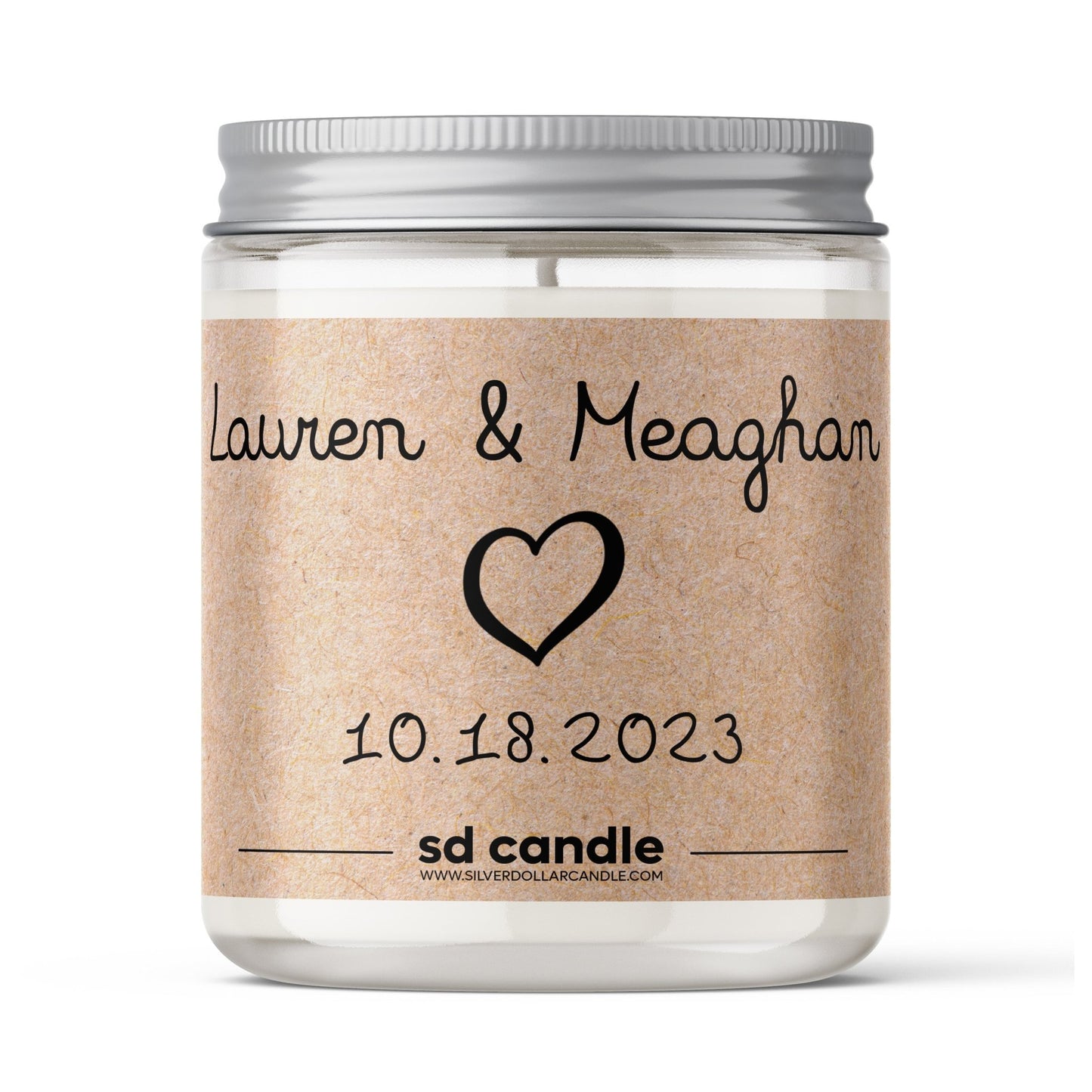 Personalized Engagement/Couple Candle (v1) - 9/16oz 100% All - Natural Soy Wax Handmade Custom Candle - Silver Dollar Candle Co all natural soy candle