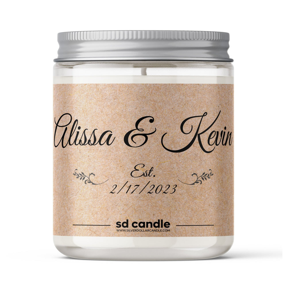 
                  
                    Personalized Engagement/Couple Candle (v2) - 9/16oz 100% All - Natural Soy Wax Handmade Custom Candle - Silver Dollar Candle Co all natural soy candle
                  
                