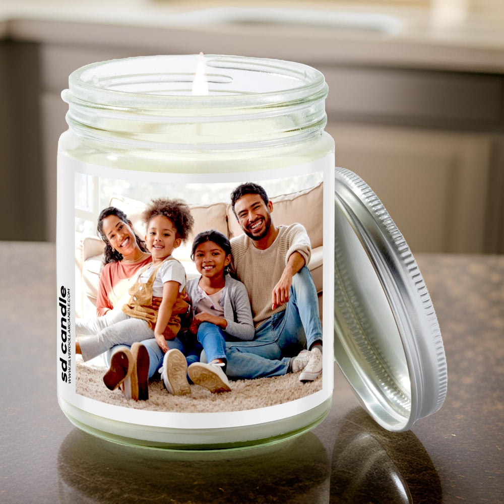 Personalized Photo Candles | Custom Photo Candle | Candle with Picture | All - Natural Soy Wax Handmade Custom Candle - Silver Dollar Candle Co all natural soy candle