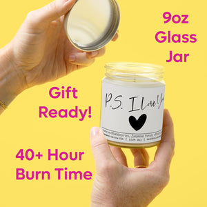 P.S. I Love You Candle - Love/Anniversary/Valentine's Day Candle - 9/16oz 100% All - Natural Handmade Soy Wax Candle - Blackberry Jam Scent - Silver Dollar Candle Co all natural soy candle