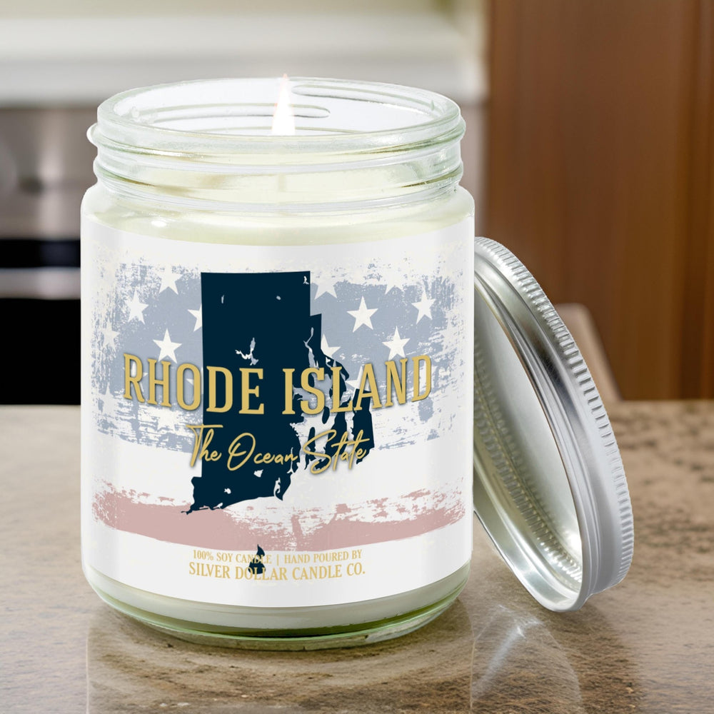 
                  
                    Rhode Island State Candle - Missing Home and Nostalgia Candle - 9/16oz 100% All - Natural Handmade Soy Wax Candle - Silver Dollar Candle Co all natural soy candle
                  
                