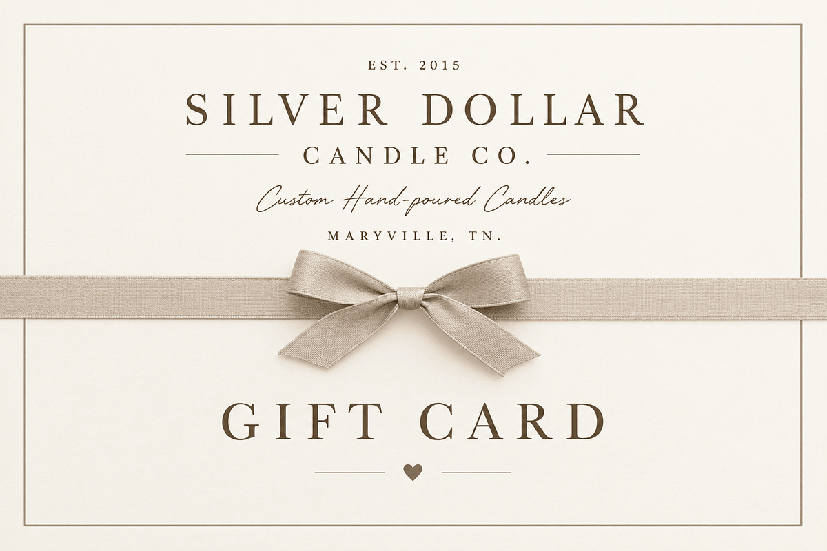 Silver Dollar Candle Gift Card - Silver Dollar Candle Co all natural soy candle