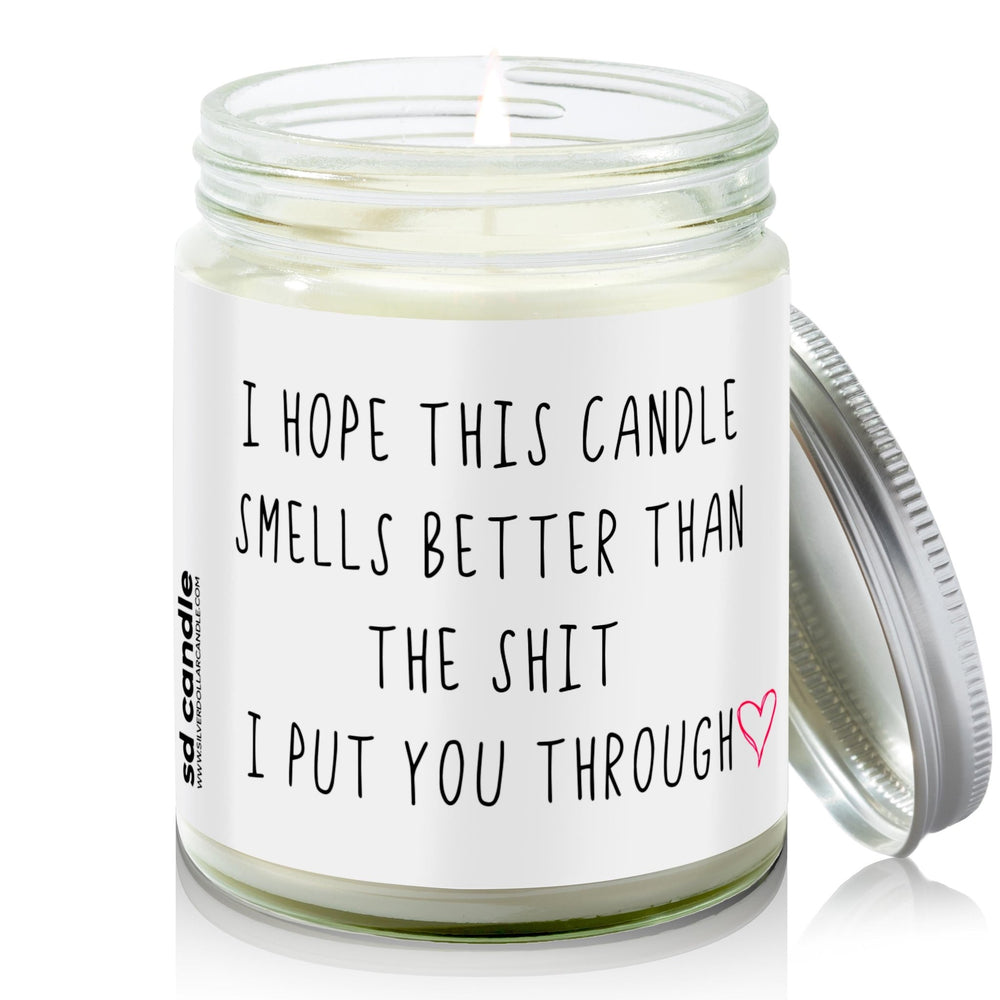 
                  
                    Smells Better than the sh*t I put you through Candle | Sarcastic Scents Candle | Choose Any Scent - Silver Dollar Candle Co all natural soy candle
                  
                