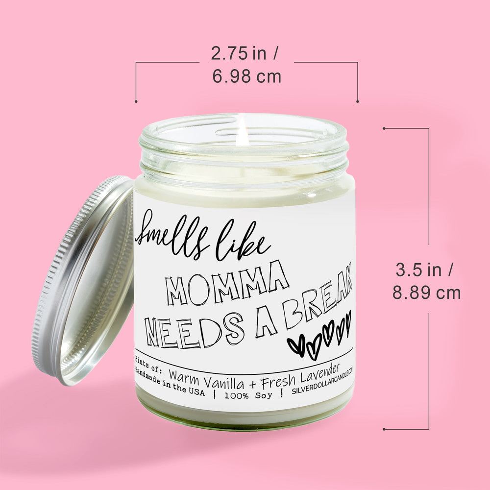 
                  
                    'Smells Like Momma Needs a Break' Candle for mom - Lavender & Vanilla Scented Candle, 9oz Soy Wax | Cozy, Calming Aroma | Eco - Friendly, Hand - Poured - Silver Dollar Candle Co all natural soy candle
                  
                