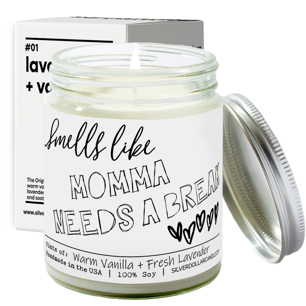 
                  
                    'Smells Like Momma Needs a Break' Candle for mom - Lavender & Vanilla Scented Candle, 9oz Soy Wax | Cozy, Calming Aroma | Eco - Friendly, Hand - Poured - Silver Dollar Candle Co all natural soy candle
                  
                