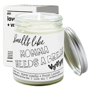 'Smells Like Momma Needs a Break' Candle for mom - Lavender & Vanilla Scented Candle, 9oz Soy Wax | Cozy, Calming Aroma | Eco - Friendly, Hand - Poured - Silver Dollar Candle Co all natural soy candle