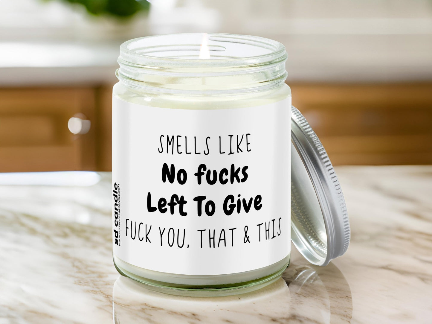 Smells Like No Fucks Left Candle | Sarcastic Scents Candle | Choose Any Scent - Silver Dollar Candle Co all natural soy candle