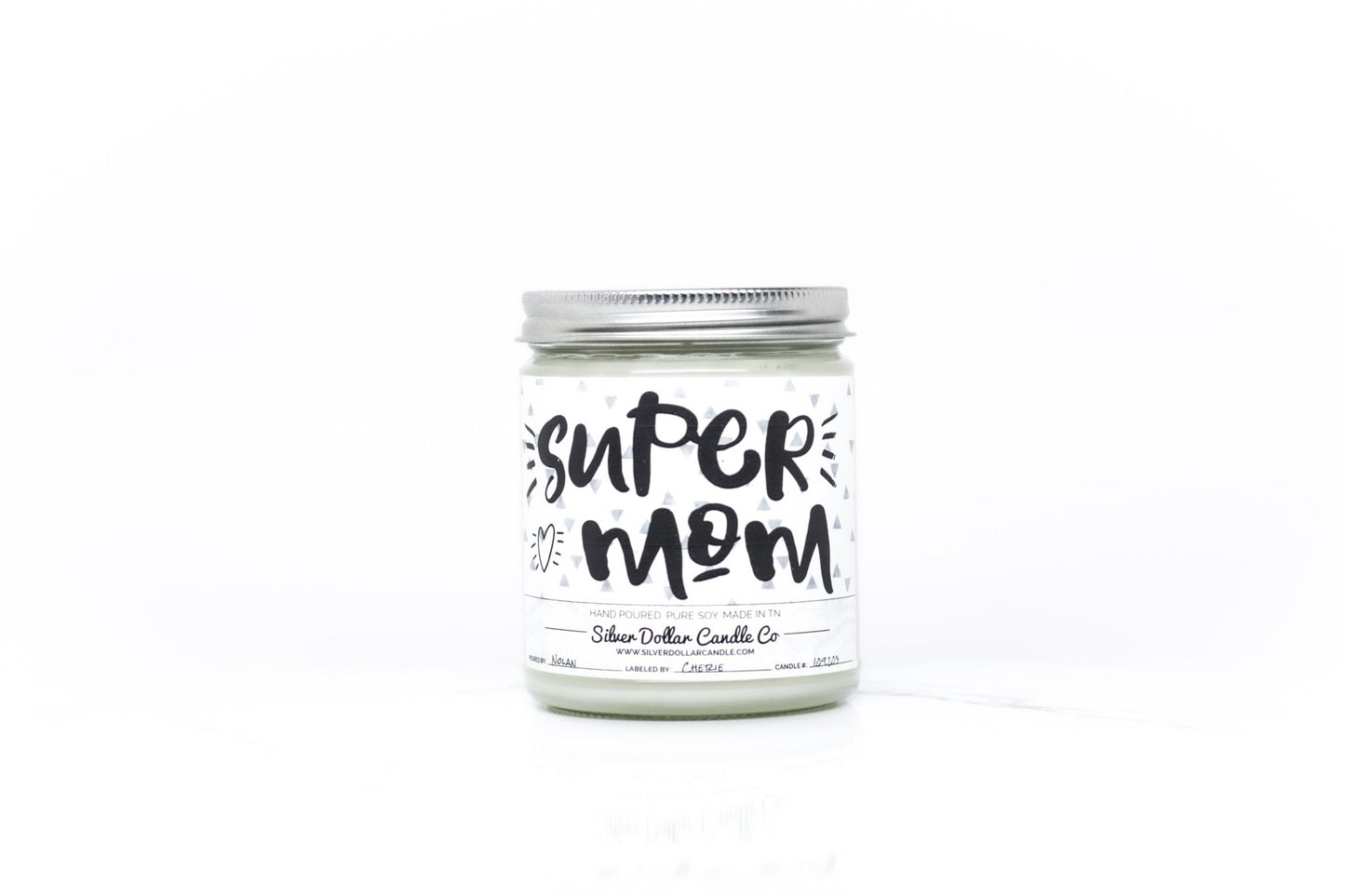 Super Mom! Candle - Mom/Mother's Day Candle - 9/16oz 100% All - Natural Handmade Soy Wax Candle - Silver Dollar Candle Co all natural soy candle