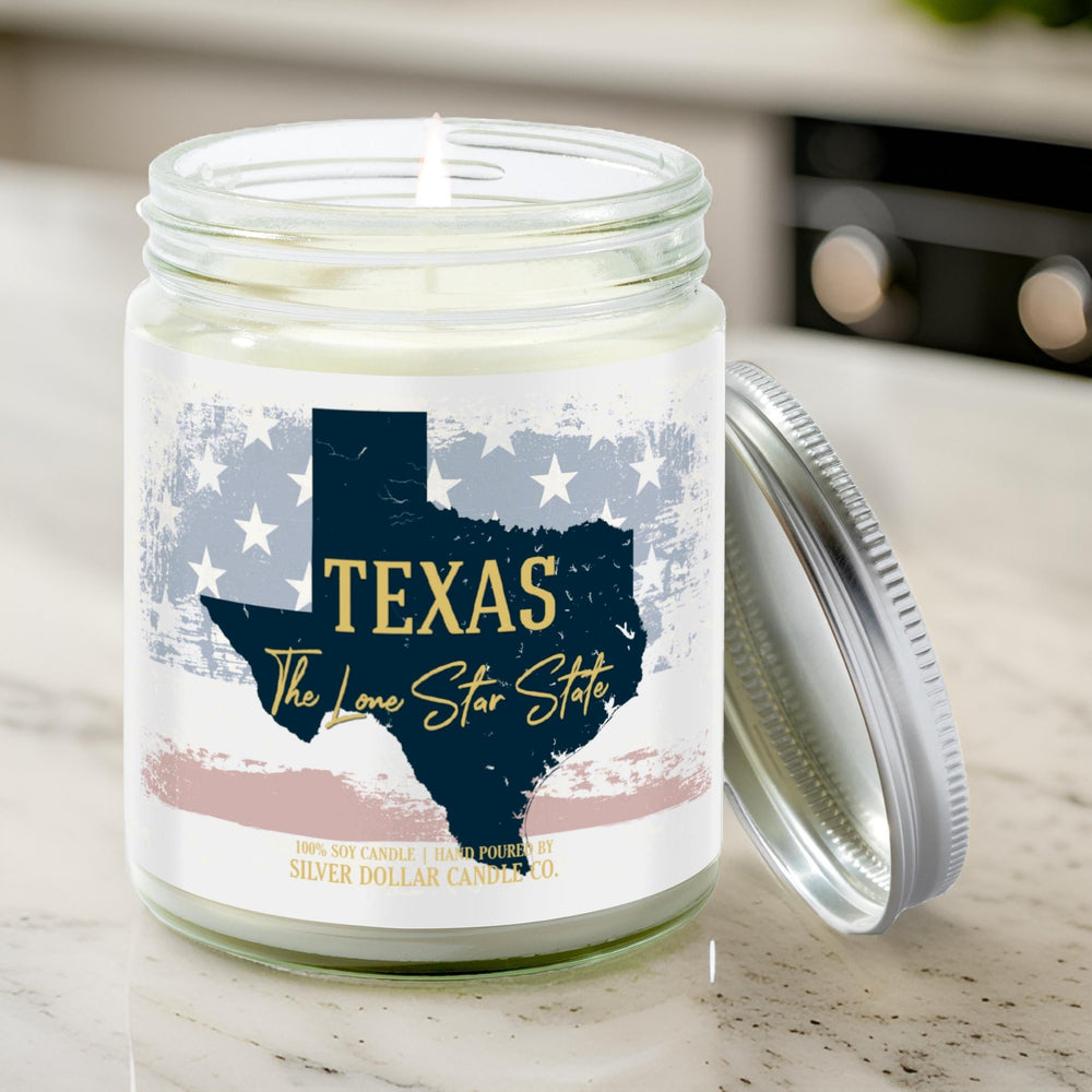 Texas State Candle - Missing Home and Nostalgia Candle - 9/16oz 100% All - Natural Handmade Soy Wax Candle - Silver Dollar Candle Co all natural soy candle