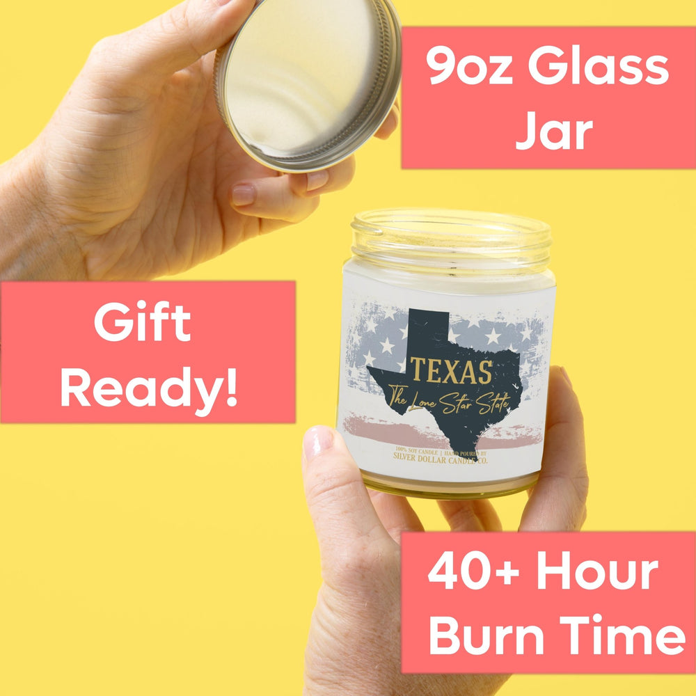 
                  
                    Texas State Candle - Missing Home and Nostalgia Candle - 9/16oz 100% All - Natural Handmade Soy Wax Candle - Silver Dollar Candle Co all natural soy candle
                  
                