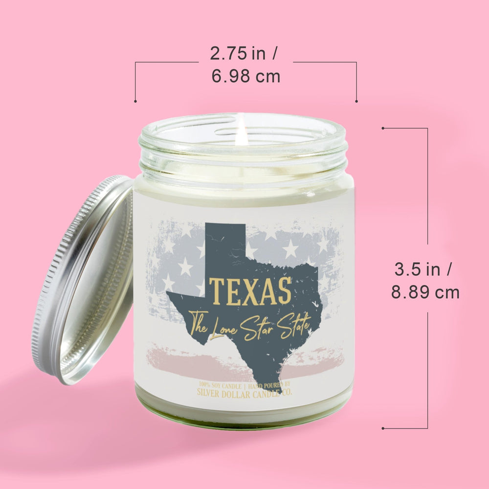 
                  
                    Texas State Candle - Missing Home and Nostalgia Candle - 9/16oz 100% All - Natural Handmade Soy Wax Candle - Silver Dollar Candle Co all natural soy candle
                  
                