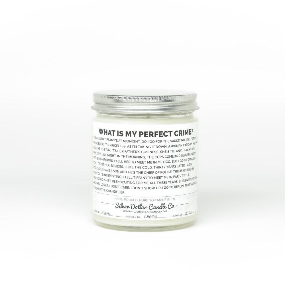 The Office - Dwight's Perfect Crime Candle - 9/16oz 100% All - Natural Handmade Soy Wax Candle - Silver Dollar Candle Co all natural soy candle