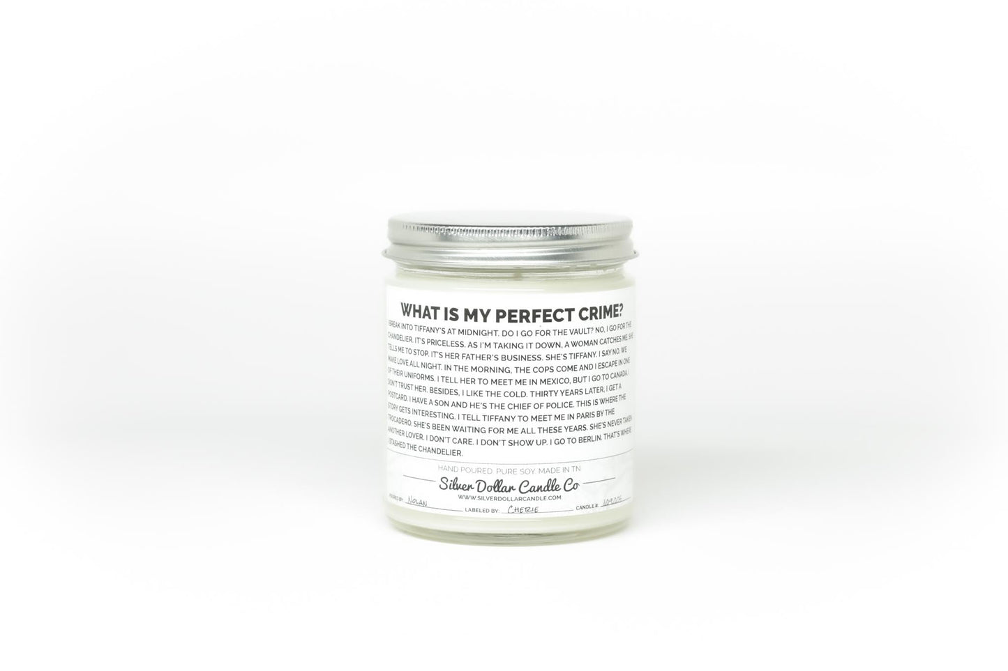 The Office - Dwight's Perfect Crime Candle - 9/16oz 100% All - Natural Handmade Soy Wax Candle - Silver Dollar Candle Co all natural soy candle