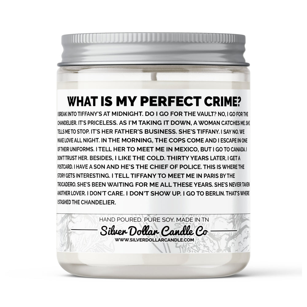 The Office - Dwight's Perfect Crime Candle - 9/16oz 100% All - Natural Handmade Soy Wax Candle - Silver Dollar Candle Co all natural soy candle