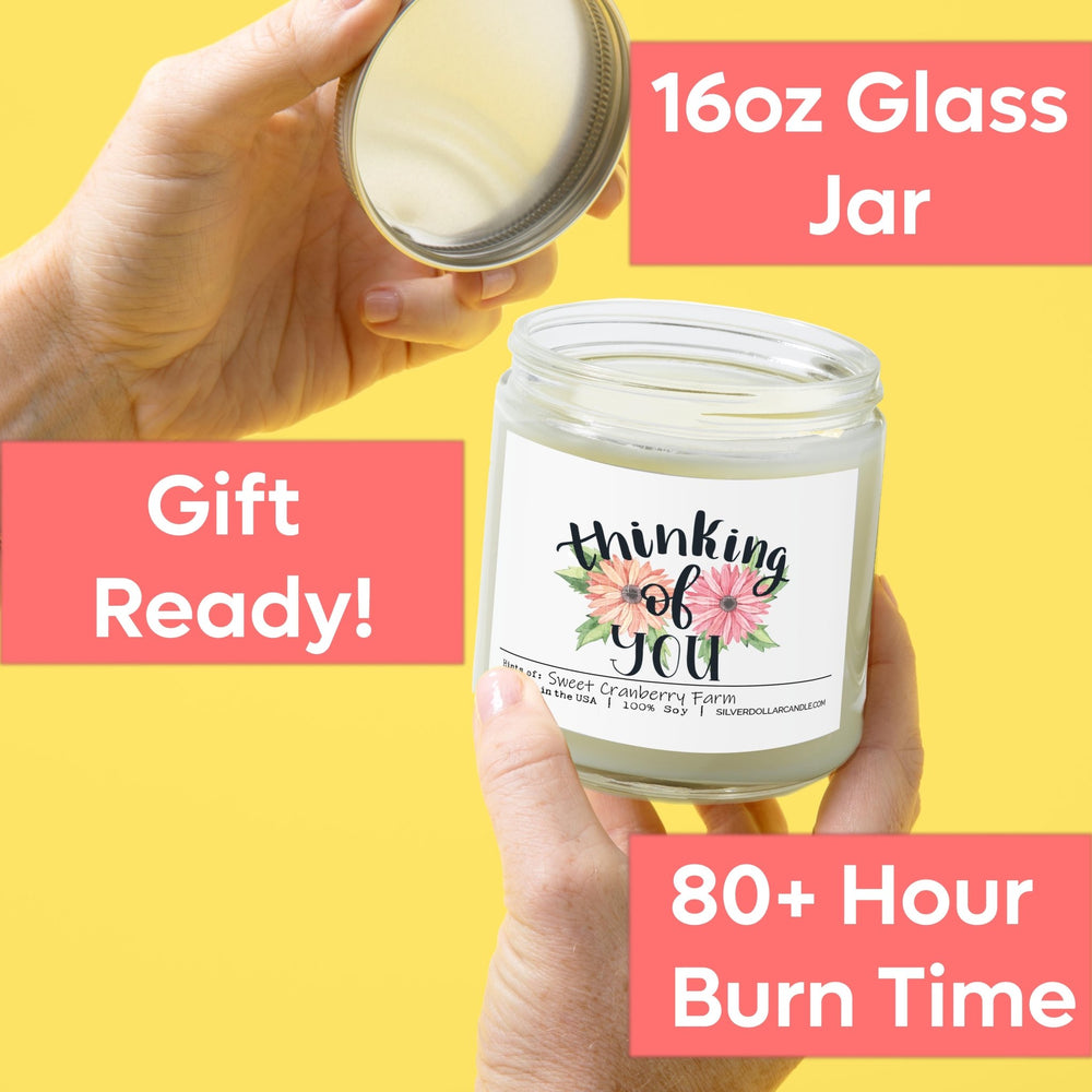 
                  
                    Thinking Of You Candle - Cabin Retreat Scented Candle, 9oz Soy Wax with Amber, Cinnamon, Sandalwood, Vanilla Notes - 9/16oz 100% All - Natural Handmade Soy Wax Candle - Silver Dollar Candle Co all natural soy candle
                  
                