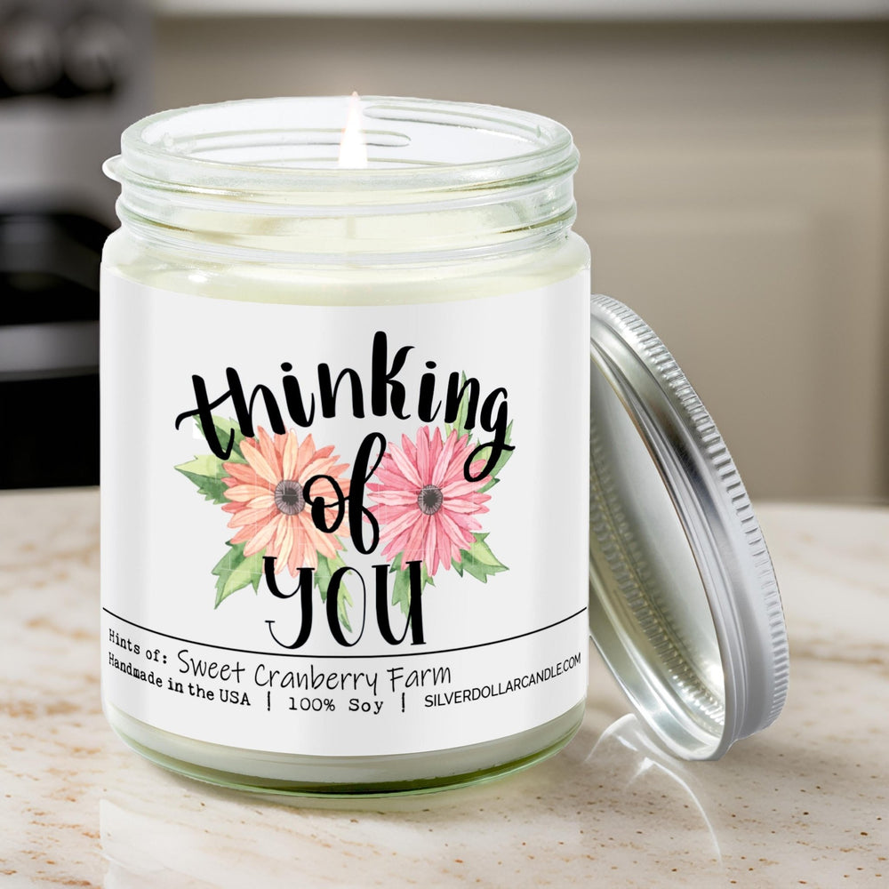 
                  
                    Thinking Of You Candle - Cabin Retreat Scented Candle, 9oz Soy Wax with Amber, Cinnamon, Sandalwood, Vanilla Notes - 9/16oz 100% All - Natural Handmade Soy Wax Candle - Silver Dollar Candle Co all natural soy candle
                  
                