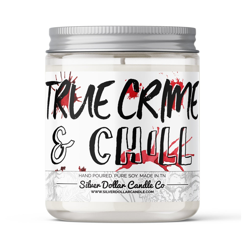 True Crime & Chill Candle - 9/16oz 100% All - Natural Handmade Soy Wax Candle - Silver Dollar Candle Co all natural soy candle