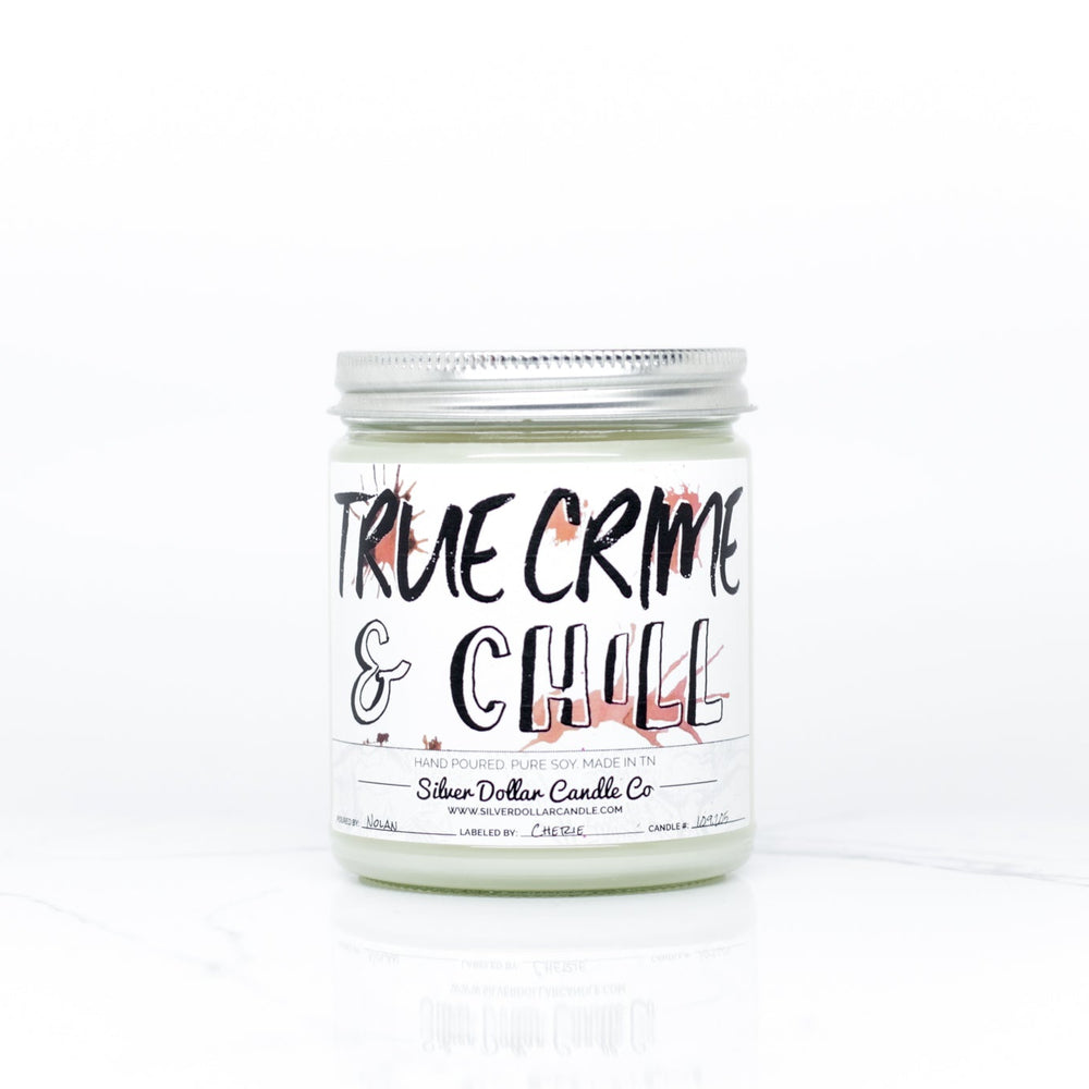 True Crime & Chill Candle - 9/16oz 100% All - Natural Handmade Soy Wax Candle - Silver Dollar Candle Co all natural soy candle