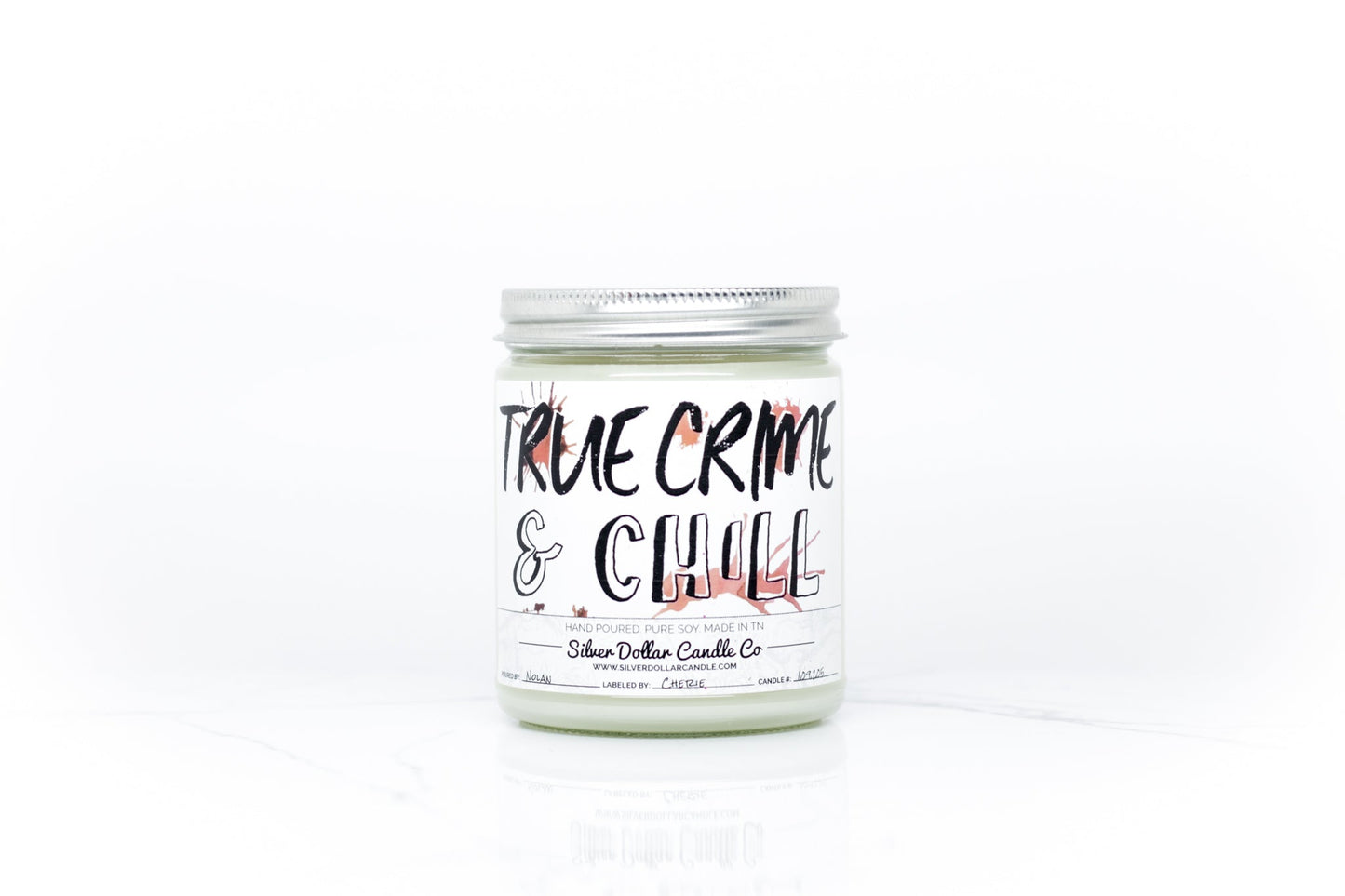 True Crime & Chill Candle - 9/16oz 100% All - Natural Handmade Soy Wax Candle - Silver Dollar Candle Co all natural soy candle