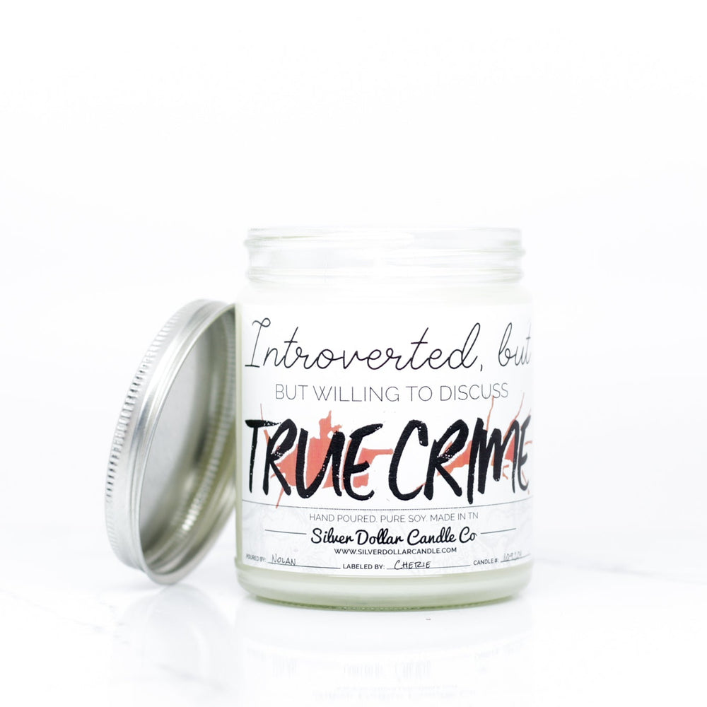 True Crime Introverts Candle - 9/16oz 100% All - Natural Handmade Soy Wax Candle - Silver Dollar Candle Co all natural soy candle