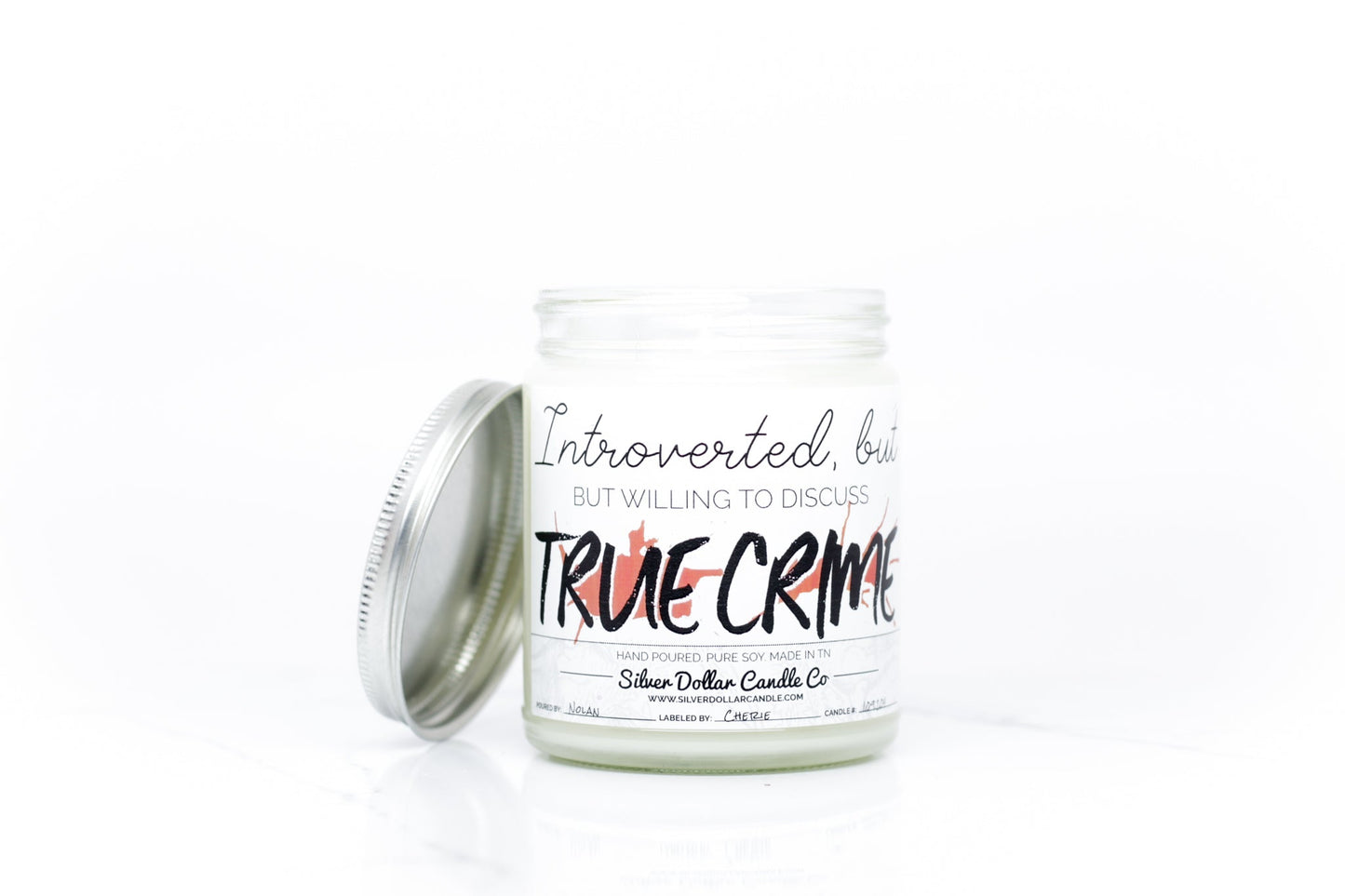 True Crime Introverts Candle - 9/16oz 100% All - Natural Handmade Soy Wax Candle - Silver Dollar Candle Co all natural soy candle