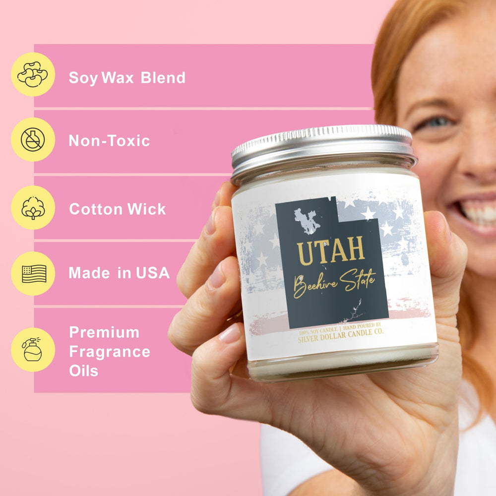 
                  
                    Utah State Candle - Missing Home and Nostalgia Candle - 9/16oz 100% All - Natural Handmade Soy Wax Candle - Silver Dollar Candle Co all natural soy candle
                  
                