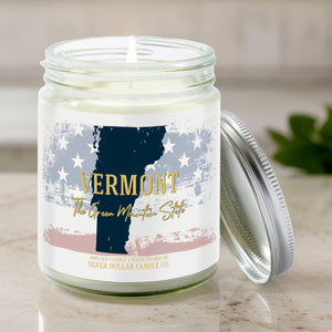 Vermont State Candle - Missing Home and Nostalgia Candle - 9/16oz 100% All - Natural Handmade Soy Wax Candle - Silver Dollar Candle Co all natural soy candle