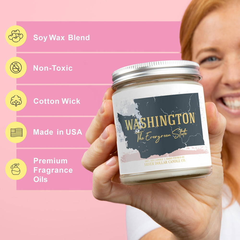 
                  
                    Washington State Candle - Missing Home and Nostalgia Candle - 9/16oz 100% All - Natural Handmade Soy Wax Candle - Silver Dollar Candle Co all natural soy candle
                  
                