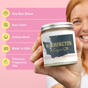 Washington State Candle - Missing Home and Nostalgia Candle - 9/16oz 100% All - Natural Handmade Soy Wax Candle - Silver Dollar Candle Co all natural soy candle