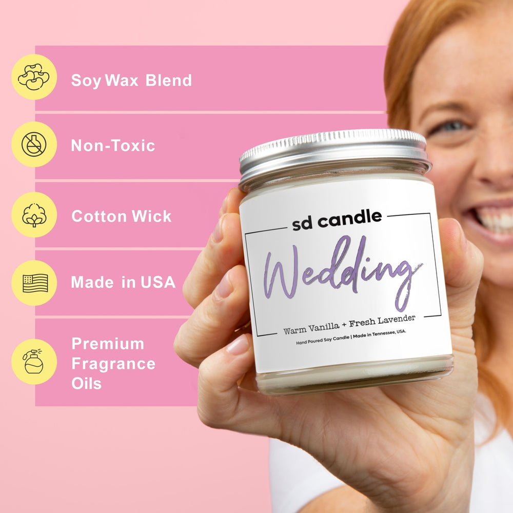 Wedding Candle - 9/16oz 100% All - Natural Handmade Soy Wax Wedding Candle - Silver Dollar Candle Co all natural soy candle