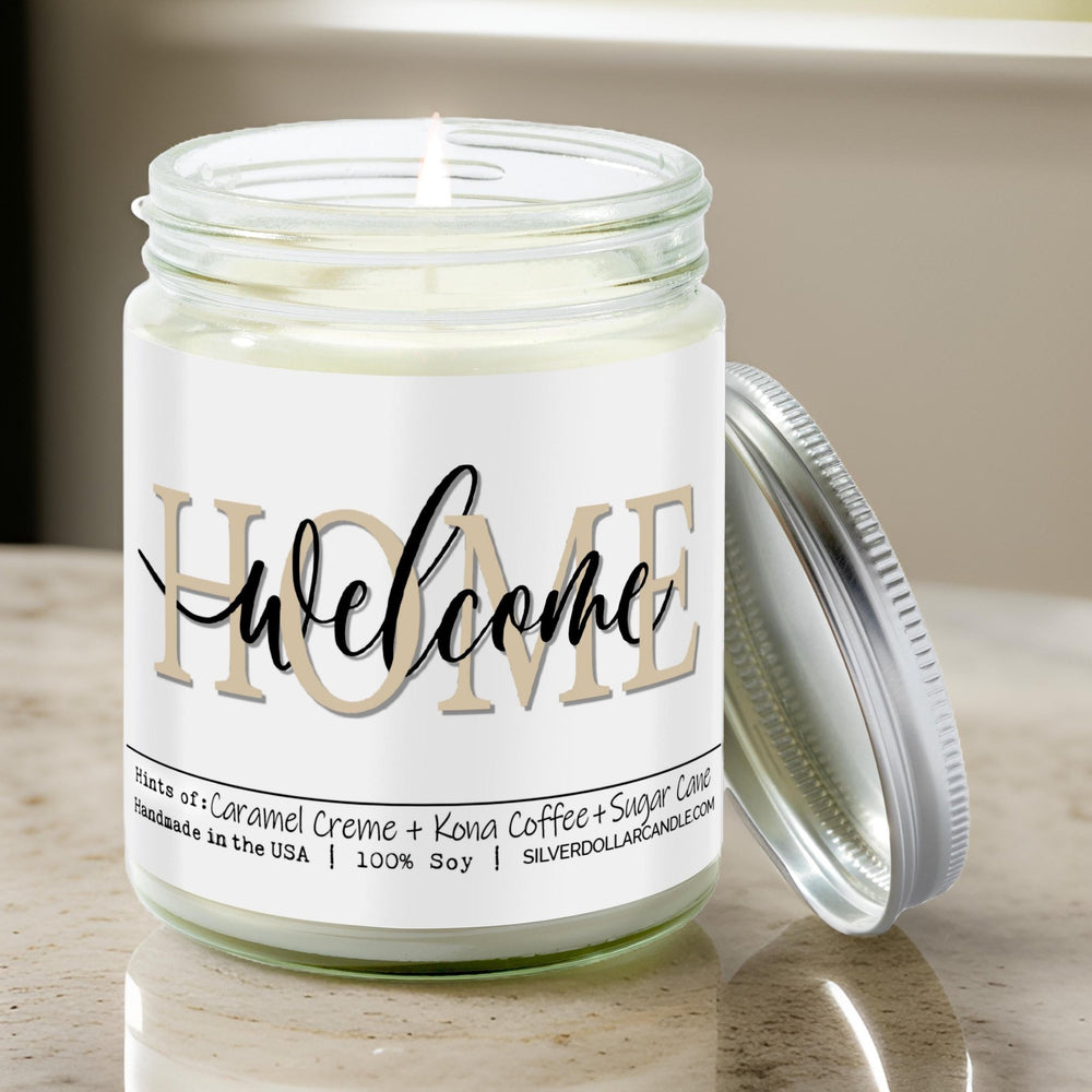 
                  
                    Welcome Home Candle - New Home Owner Candle - Brazilian Coffee Scented Soy Candle, 9oz | Caramel Crème, Kona Coffee, Sugar Cane Aroma | Eco - Friendly, Hand - Poured in USA by SD Candle - Silver Dollar Candle Co all natural soy candle
                  
                