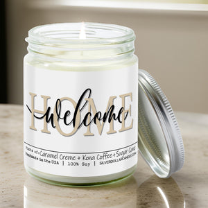 Welcome Home Candle - New Home Owner Candle - Brazilian Coffee Scented Soy Candle, 9oz | Caramel Crème, Kona Coffee, Sugar Cane Aroma | Eco - Friendly, Hand - Poured in USA by SD Candle - Silver Dollar Candle Co all natural soy candle