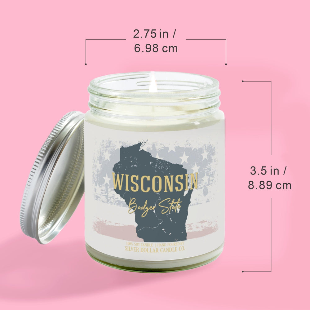 
                  
                    Wisconsin State Candle - Missing Home and Nostalgia Candle - 9/16oz 100% All - Natural Handmade Soy Wax Candle - Silver Dollar Candle Co all natural soy candle
                  
                