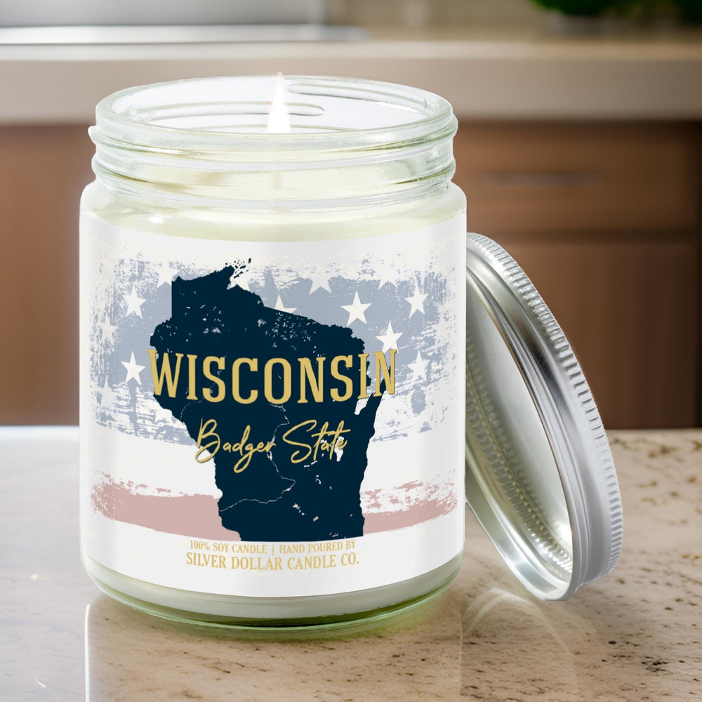 
                  
                    Wisconsin State Candle - Missing Home and Nostalgia Candle - 9/16oz 100% All - Natural Handmade Soy Wax Candle - Silver Dollar Candle Co all natural soy candle
                  
                