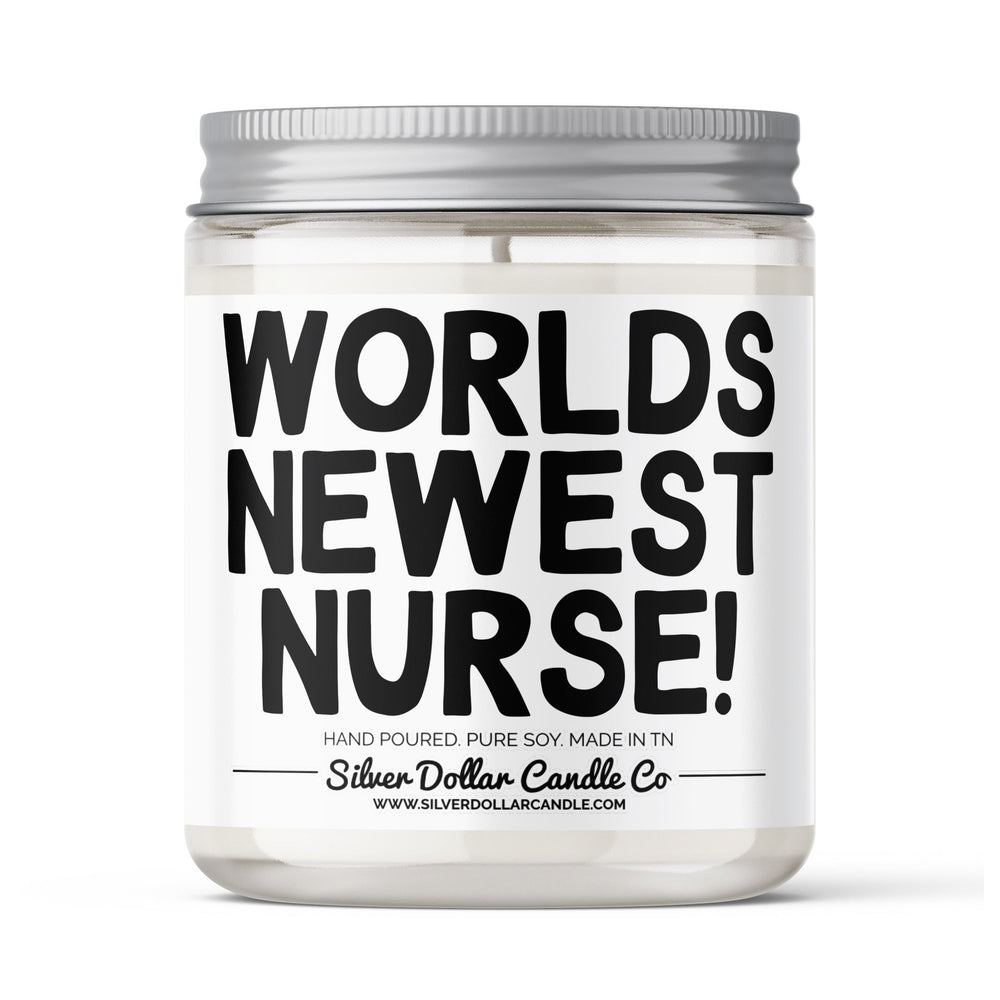 Worlds Newest Nurse Candle - 9/16oz 100% All - Natural Handmade Soy Wax Candle - Silver Dollar Candle Co all natural soy candle