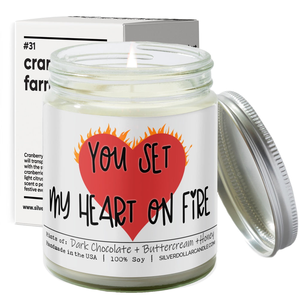 
                  
                    You Set My Heart on Fire Candle - Love/Anniversary/Valentine's Day Candle - Chocolate Brownie Scented Soy Candle, 9oz | Rich Butter Cream, Dark Chocolate, Honey - Silver Dollar Candle Co all natural soy candle
                  
                