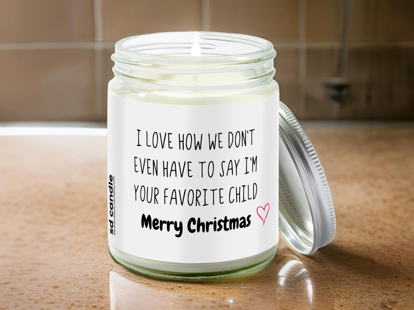 Your Favorite Child Merry Christmas Candle | Sarcastic Scents Candle - Silver Dollar Candle Co all natural soy candle