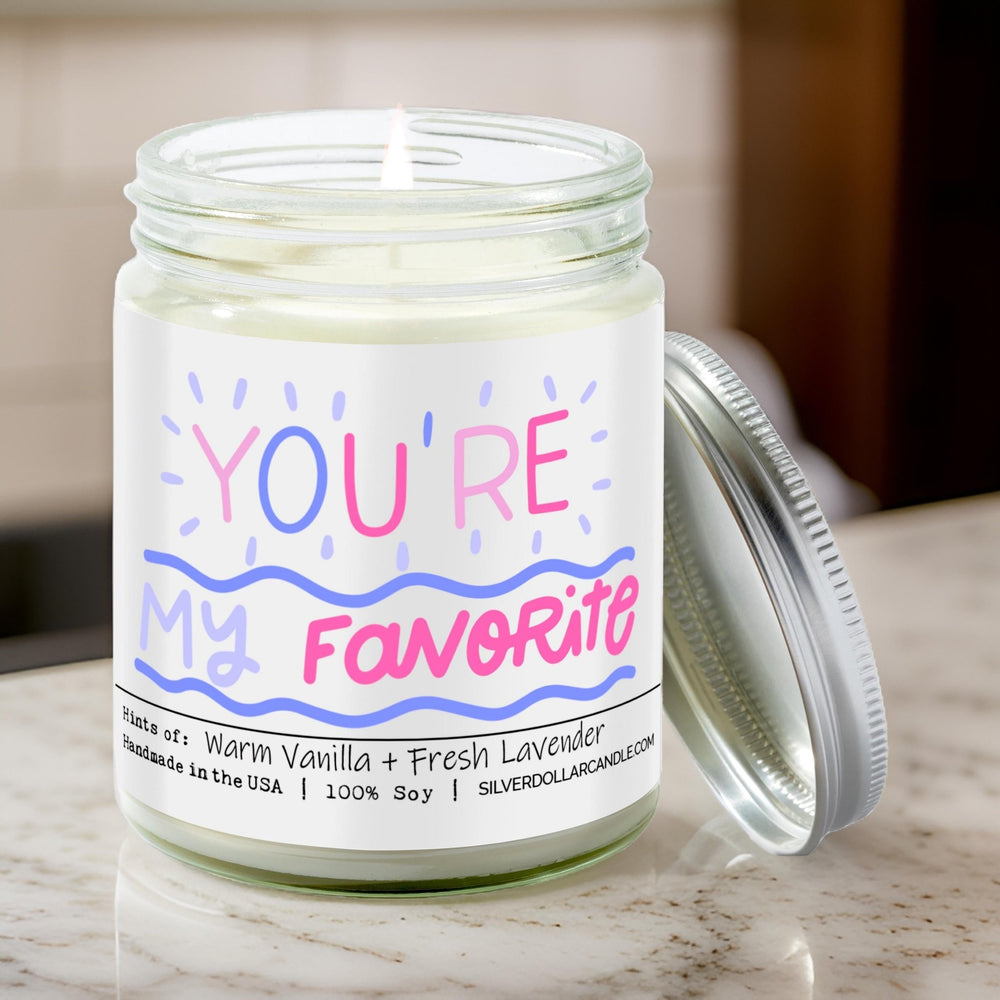 
                  
                    You’re My Favorite Candle - Love/Anniversary/Valentine's Day Candle - Love Candle Lavender & Vanilla Scented Candle, 9oz Hand - Poured Soy Wax, Cozy & Calming Aroma, Eco - Friendly Glass Jar - Silver Dollar Candle Co all natural soy candle
                  
                