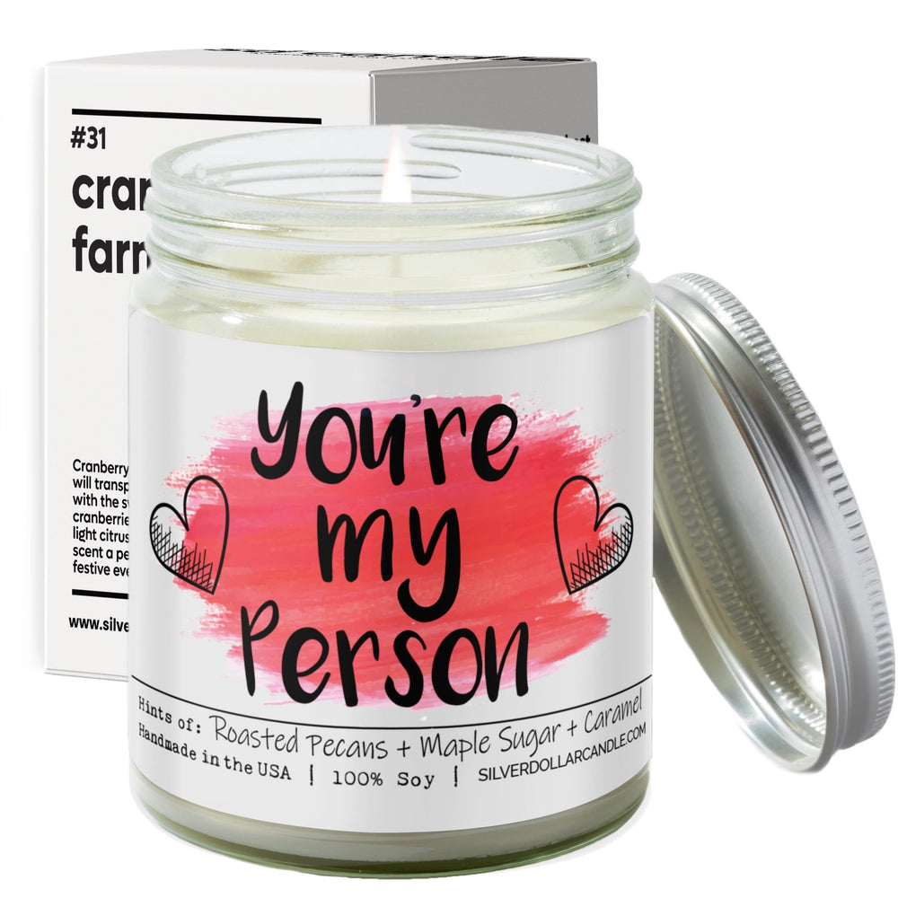 
                  
                    You’re my person Candle - Love/Anniversary/Valentine's Day Candle - Sweet Pecan Scented Candle | Handmade in Knoxville, Eco - Friendly Soy Wax & Cotton Wick | Roasted Pecans, Maple Sugar, Caramel Fragrance - Silver Dollar Candle Co all natural soy candle
                  
                